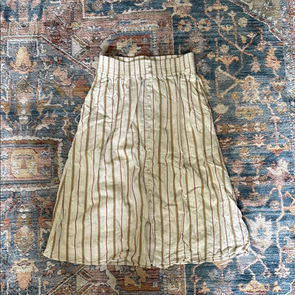 Madewell Cream A-Line Midi Skirt with Pleats